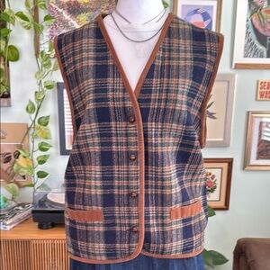 Vintage Plaid Button-Up Vest